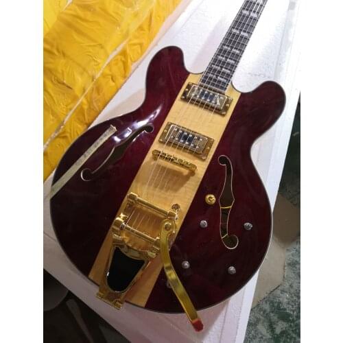 Free shipping double cutaway guitar factory custom Top Quality Hollow Classic Jazz Guitar with bigsby tremolo custom jazz