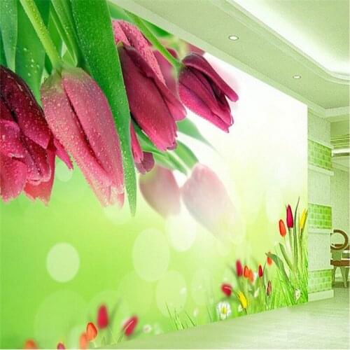 Large 3D Wall Murals Photo Wallpaper Flower custom tulips wallpaper for bedroom walls TV Background Study Wall Mural Wallpaper