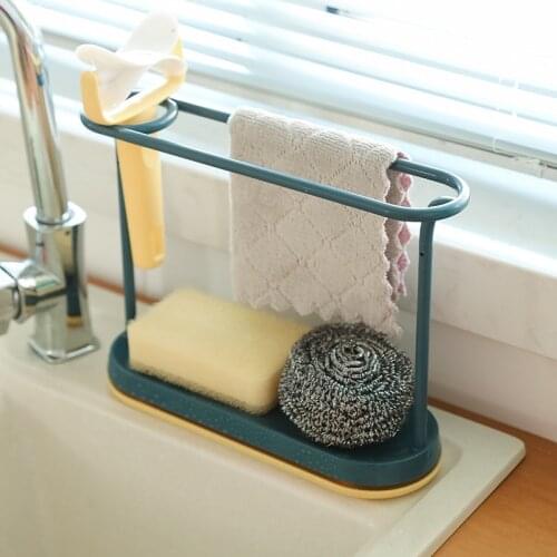 Household Storage Kitchen Rag Rack Dishcloth Holder Foldable Drying Rack Multifunctional Drain Towel Rack Sink Sponge Holder