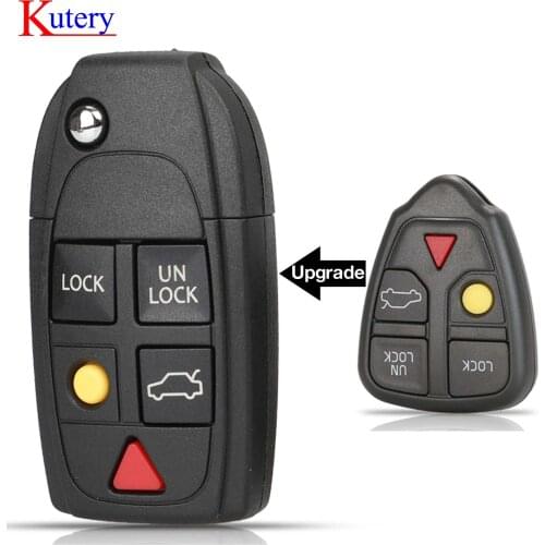 Kutery 5 Buttons Modified Flip Folding Car Key Shell Case For Volvo XC70 XC90 V50 V70 S40 V40 V90 C70 S60 S80 S70