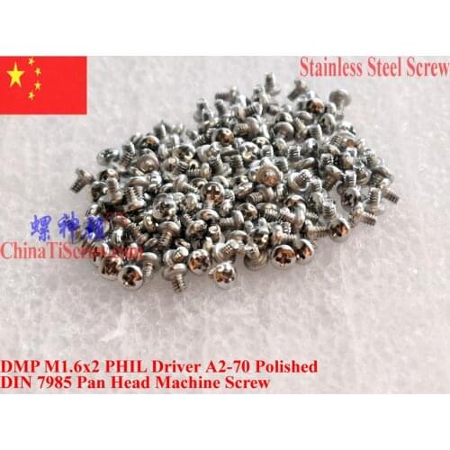DIN 7985 Stainless Steel screws M1.6x2 M1.6x3 M1.6x4 M1.6x5 M1.6x6 M1.6x8 Pan Head 0# Phillips Driver A2-70 ROHS 100 pcs