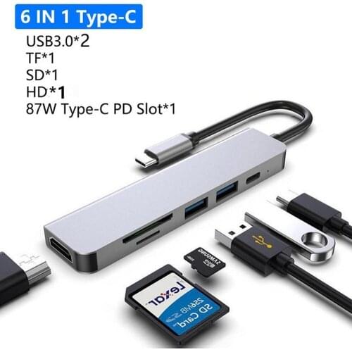 USB C Hub to HDMI-compatible Rj45 100M VGA Adapter OTG Thunderbolt 3 Dock with PD TF SD for Macbook Pro/Air M1 Galaxy S21 S20