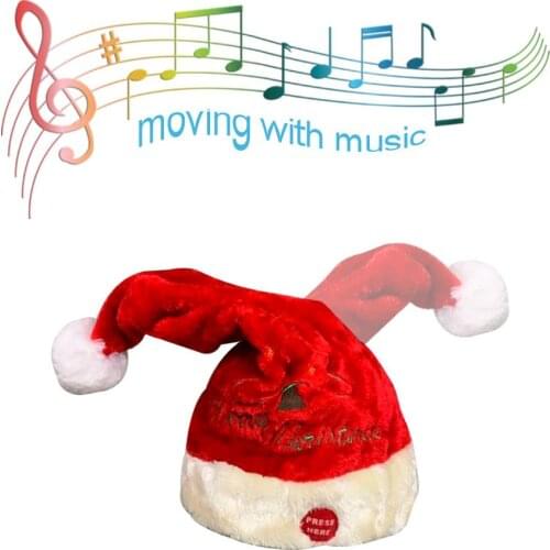 Electric Christmas Hat Toy Red Velvet Embroidered Christmas Music Swing Cap Christmas Day Party Decoration Christmas Gift