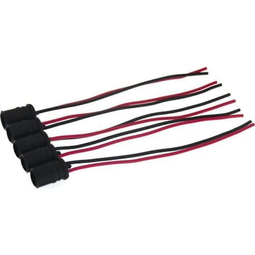 5Pcs T10 Bulb Socket Red And Black Lines Qy-202634 Connector Car Lamp Holder Automobile Update Accessories