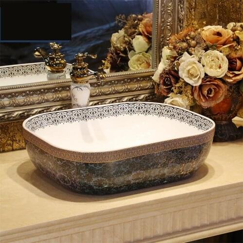 Jingdezhen Ceramic Bathroom Art basin sink bowl oval ceramic wash basin bathroom sink