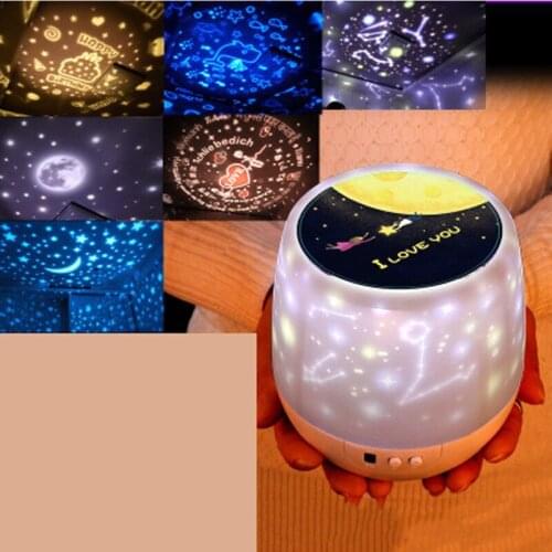 Mayitr Small Night Light LED Projector Lamp Star Rotating LED Night Light Kids Bedroom Ceiling Star Sky Moon Projector Lamp