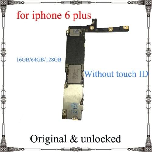 100% Original for iphone 6 plus 6p Unlocked motherboard 16gb 64gb 128gb full chip free icloud mainboard No touch ID logic board