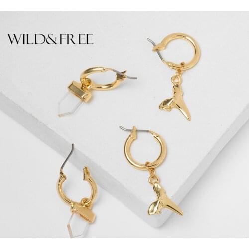 Wild&Free Cute Gold Small Hoop Earrings Acrylic Geometric Pendant Ear Piercing Tiny Hoop Earring For Women Girl 2019 Jewelry