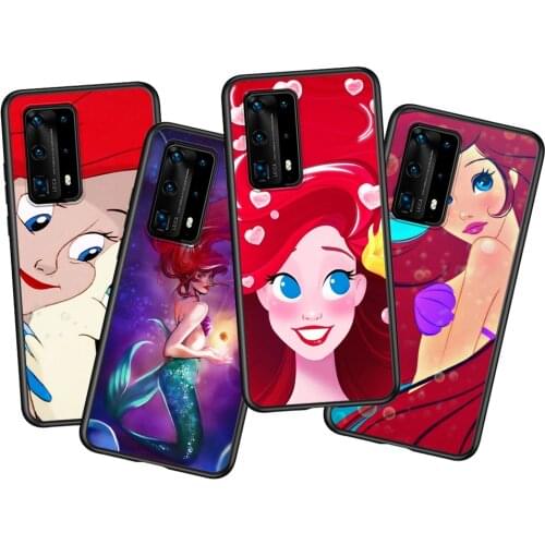 Disney The Little Mermaid Soft TPU Silicone For Huawei P40 P30 P20 Pro P10 P9 P8 Lite RU E Mini Plus 2019 2017 Black Phone Case
