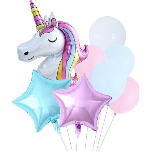 8pcs Unicorn Party Balloon Rainbow Unicorn 1st Birthday Balloons Party Decorations Supplies Baby Kids Girl Baby Shower Globos