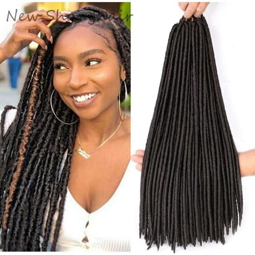 New Shanghair 18" Straight Faux Locs Crochet Hair 24Strands Dreadlocks Hair Extensions Black blonde Soft Locs Crochet Braids