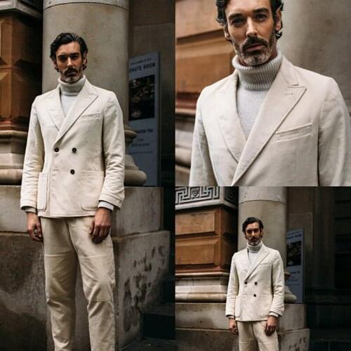 New Warm Thick Mens Coat Pant Suits Custom Made Double Breasted Wedding Tailored Party Prom Business Blazer Jacket 2 pcs