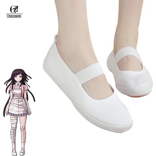 ROLECOS Super Danganronpa 2 Mikan Tsumiki Cosplay Shoes White School Sport Shoes Gymnastics Dance Show Shoes