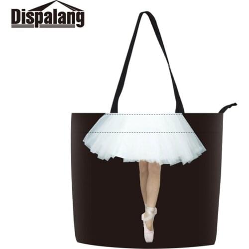 Diapalang Canvas Beach Pouch Women Messenger Bags Ballet Printing Shoulder Grocery Bags for Lady Girls Pretty Top shopping Bag