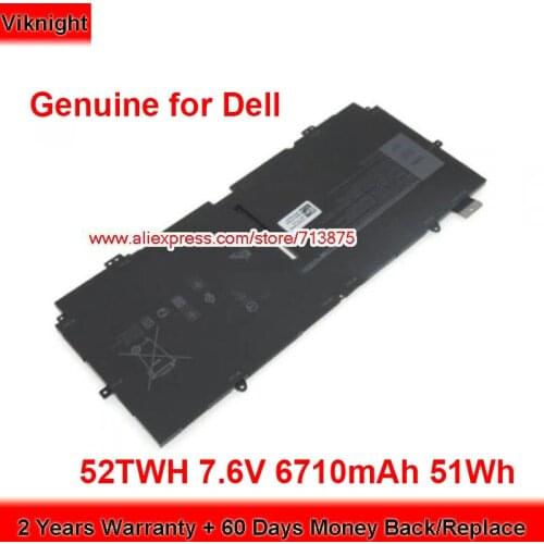 Genuine 52TWH Battery for Dell XPS 13 7390 2in1 XPS 13 7390 2-in-1 7.6V 6710mAh 51Wh