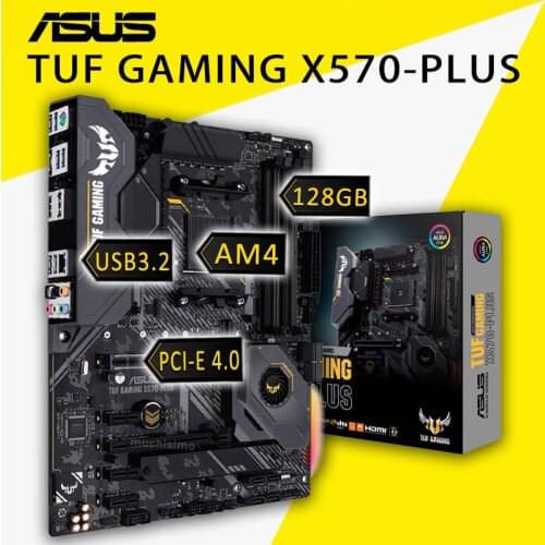 Socket AM4 Asus TUF GAMING X570-PLUS Motherboard DDR4 128GB Display Port CrossFireX RGB PC AMD X570 Gaming Placa-mãe AM4 New