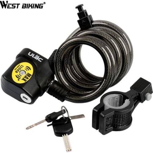 WEST BIKING Alarm Bicycle Lock 110 DB High Strength Steel Loud Alarm Cycling Motorcycle Bicycle Bike Lock
