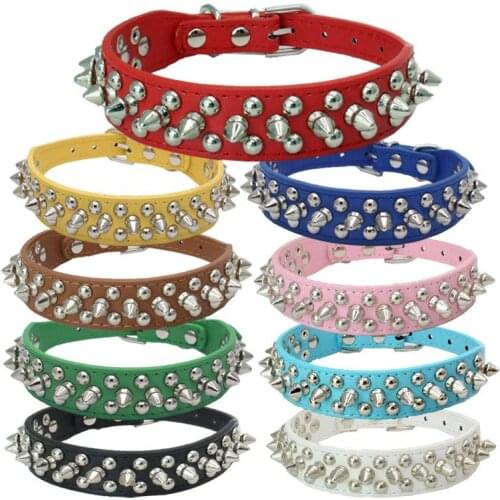Luxurious Spiked Dog Collar Perros Collare Gatto Leather Hond Accessoires Winning Product Round Spikes Studded Strong Leather