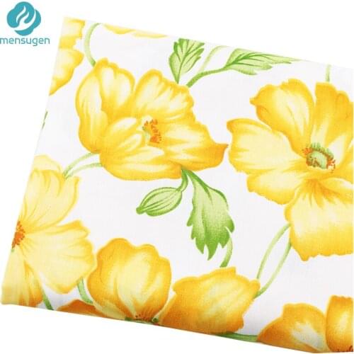 Fabric Meter Yellow Flower Cotton Fabric Suitable for Women Girls Dresses Crib bed sheet Blankets Pillow Case DIY Sewing Cloth