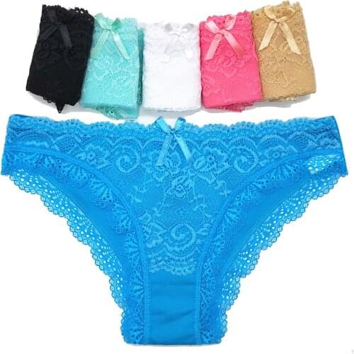 Women Cotton Panties Sexy Lace Briefs Girls Solid Color Underpanty 12 PCS/Set Underwear Female See Through Bragas Mujer Lingerie