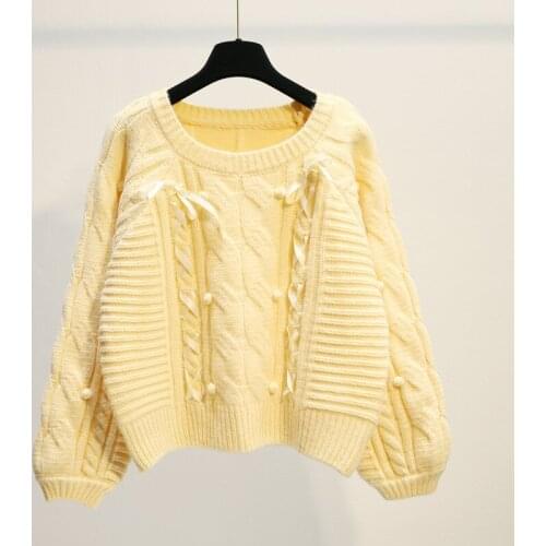 Urifens Short Twist Sweater For Womens Loose Clothing Autumn And Winter 2021 New Lazy Korean Fashion Sweet Pullover BW01U