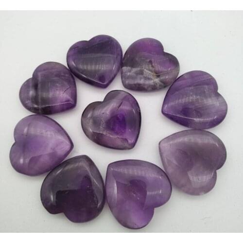 1pcs AMETHYST Crystal Heart Stone Amethyst Polished Gemstone Flat Heart Carving