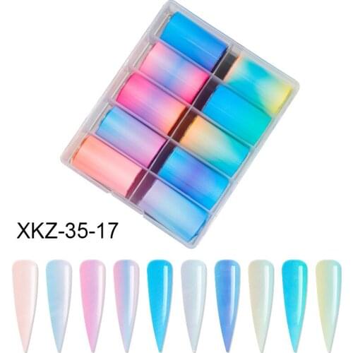 10pcs/box 2021 New Halo Dye Nail Foils Sticker Sparkly Sky Dream Nail Art Transfer Nail Sticker Paper DIY Tips Decoration Rolls