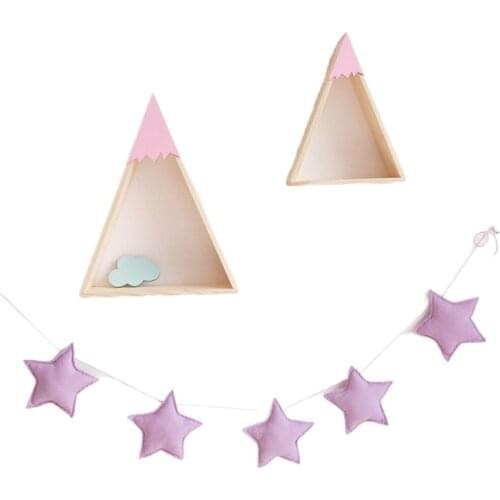 2pcs Wooden Triangle Wall Shelf Floating Storage Racks Creative Wall Hanging Shelf House Decoration Children Room Ornaments