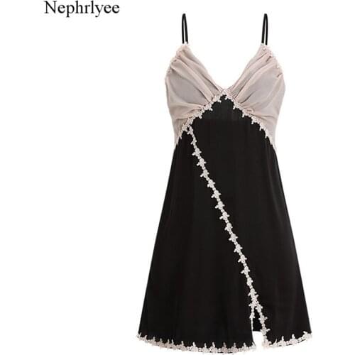 2021 Summer Sexy Night Dress Lace Nightgow Womens New Lingerie Backless Lace V-neck Nightwear Silk Nightdress Homewear SLP352