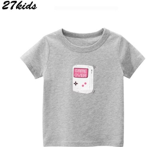 27kids Cartoon Gameboy Pattern t Shirt For 2-9 Years Summer Baby Boys and Girls Kids Tops children Cartoon t Shirt Clothes