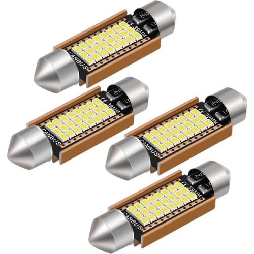 4PCS New Festoon 31mm 36mm 39mm 41mm LED Bulb C5W C10W C3W Super Bright Car Dome Light Canbus Auto Interior Reading Lamps White