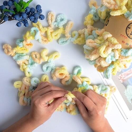 4PCS Knitting Yarn Puffy Finger Loop Chenille Yarn Hand Knitting Arm Weaving Soft Circle Rope DIY Warm Blanket Cushion Scarf