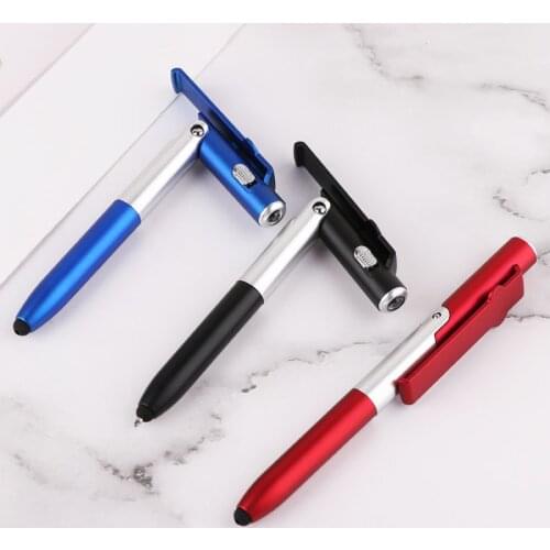 Multifunction 4 In 1 Ballpoint Pen Folding LED Light Mobile Phone Stand Holder School Office Writing Stationery Supplies