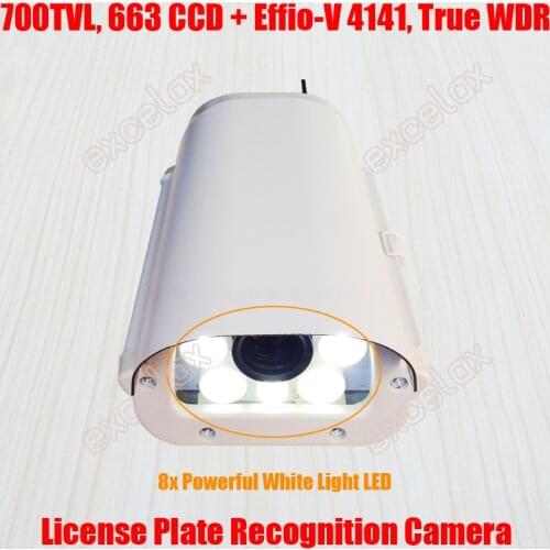 700TVL Sony 663 CCD Effio-V 4141 Waterproof Car Vehicle License Plate Number Recognition WDR LPR Camera 5~50mm White Light LED