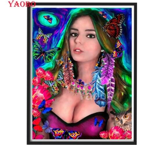 5D Full Drill Square Diamond Painting Fantasy Beauty Butterfly Owl Diamond Mosaic Cross Stitch Embroidery Kit Home Decoration