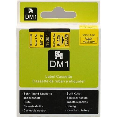 Free shipping 2 pcs/lot 9mm*1.5m compatible Dymo Rhino black on yellow Heat Shrink Tubes 3/8" RS5Y SKU 18054