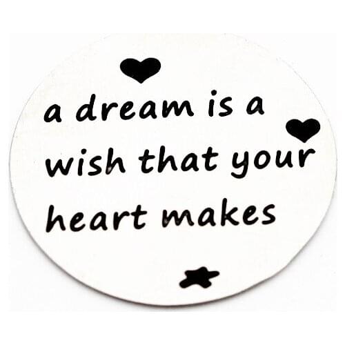 Stainless steel 22mm large silvera dream is a wish that your heart makes window plate floating plate for 30mm floating locket