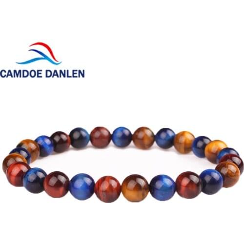 Natural Stone Beads Bracelet Blue Tiger Eye & Hematite & Black Obsidian Beads Buddha Bracelets Energy Jewelry For Women