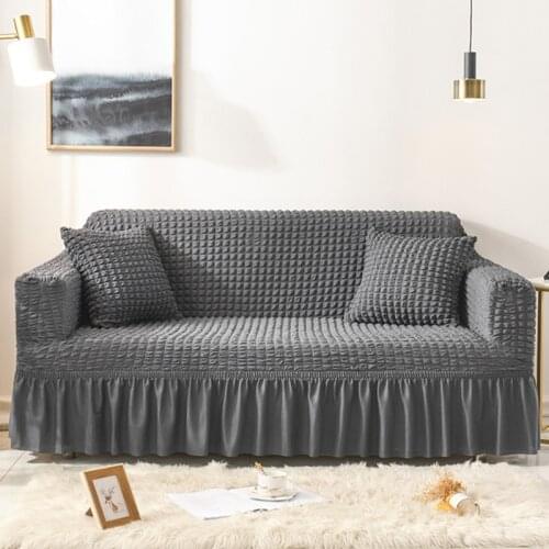 Elastic Sofa Cover for Living Room Printed Plaid Stretch Sectional Slipcovers Solid Color Sofa Couch Cover 1-4-Seater