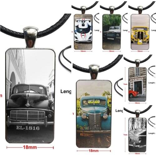 For Women Men Design Fashion Vintage Glass Women Rectangle Necklace Pendants Car Speed Yokohama Drift Design