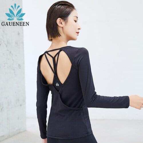 GAUENEEN Hollow Out Yoga Top Long Sleeve Crop Top Female Running Fitness Shirt Gym Workout Quick Dry Sports Tops Sportswear