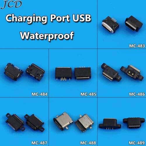 JCD 1pcs Waterproof Micro USB Type C Connector Female Charge Charging Dock port Plug Type-C USB 2.0 Socket jack