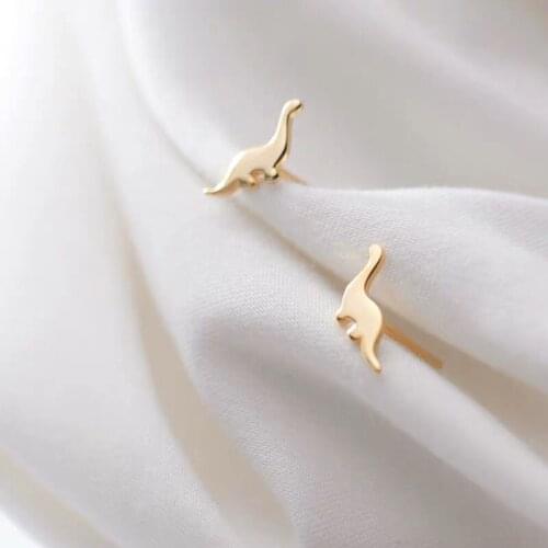 Korean Fashion New Silver Plated Jewelry Fashion Mini Cute Animal Little Dinosaur Stud Earrings Girls Jewelry Birthday Gift
