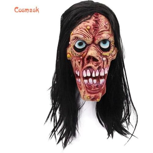 Cosmask Gruesome Ghost Ghoul Latex Horror Mask with Wigs Halloween Costume Wicked Devil Scary Mask