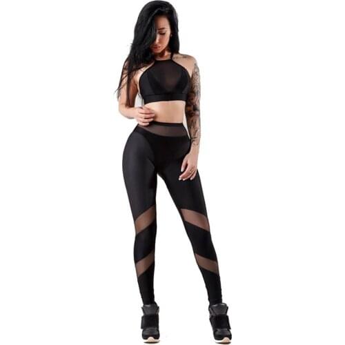 INS New Black Mesh Underwear Shape Yoga Pants Sexy Mesh Stitching Fitness Sports Pants Women’S Leggings High Waist Trousers