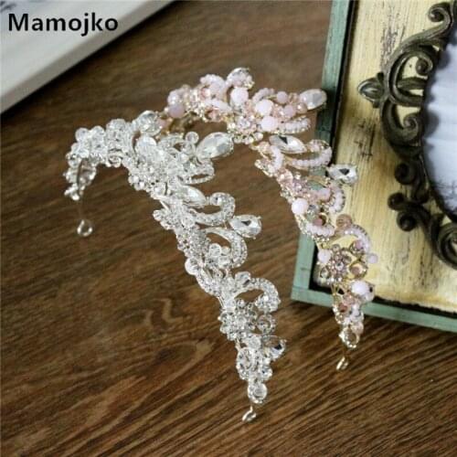 Mamojko Baroque 2Colors Luxury Clearly Crystal Bridal Crown Fashion Charm Beads Tiara for Women Wedding Hair Accessories Jewlery