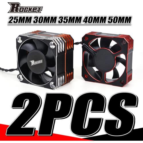 SURPASS HOBBY Rocket 2PCS Metal Cooling Fan Motor Cool Fans 25mm 30mm 35mm 40mm 50mm Heat Sink for 1/10 1/8 RC CAR Brushless 540