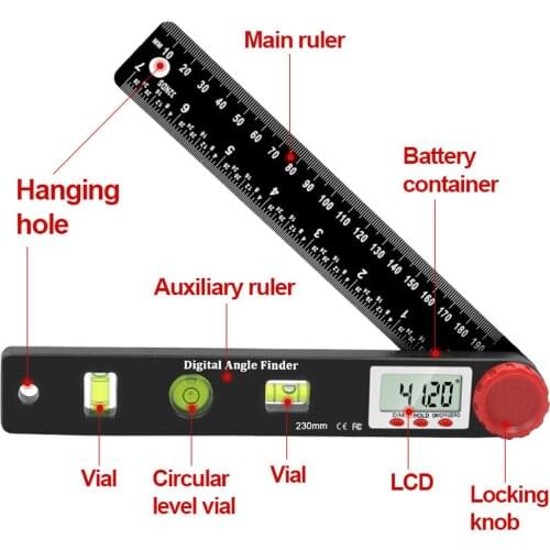 Multifunction 4 in 1 Digital Balance Ruler 360 Degree Gauges Measuring Tools Universal Woodworking Tools Angle Protractor