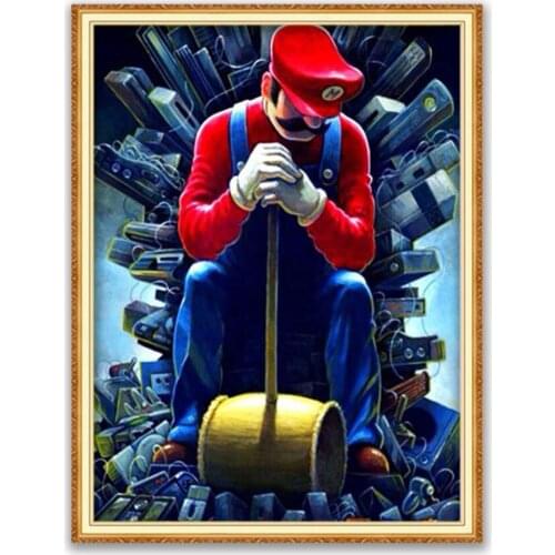 Carton Mario DIY Cross Stitch Embroidery 11CT Kits Craft Needlework Set Printed Canvas Home Decoration On Sale Dropshipping