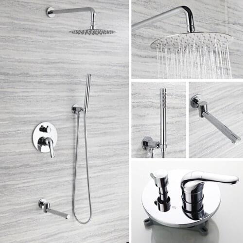 Circular Shower Faucet Set Ceiling Mount Rainfall Bathroom Brass Shower Cold And Hot Mixer Tap Bathtub Shower